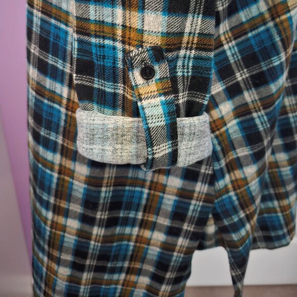 Orange Fashion Village Plaid Long Sleeve Button Up Shirt - Picture 9 of 10